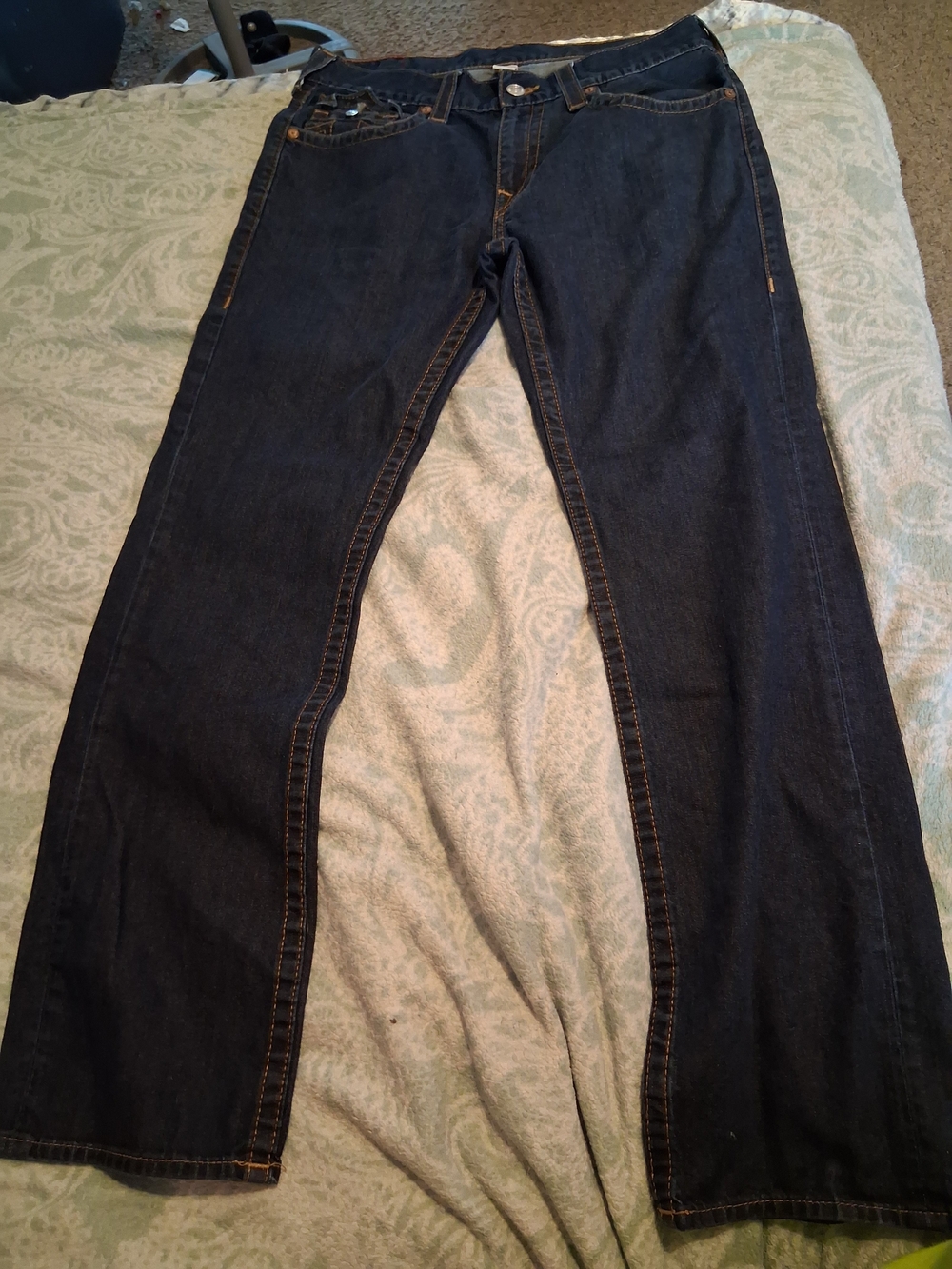 True Religion Men's Dark Blue Straight-Leg Jeans